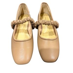 C Paravano Womens Ballet Flats Square Toe Ruched Strap Beige Sz 39